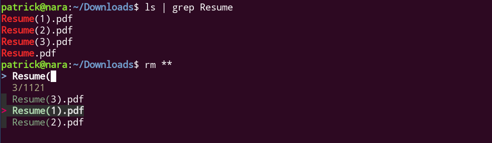 image showing interactive bash completion using fuzzy find